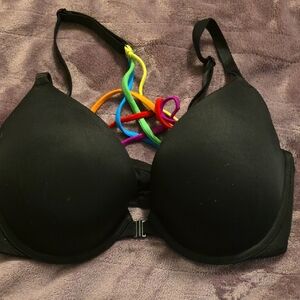 Victoria's Secret Black Bra with Colorful Straps
